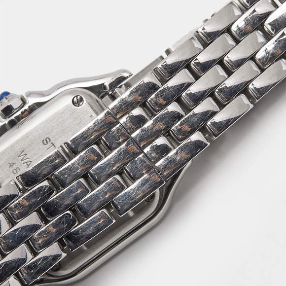 Cartier Silver Stainless Steel Diamond Panthere Wristwatch - Picture 10 of 11